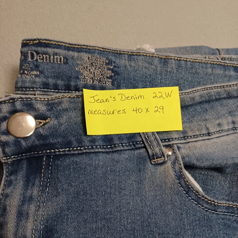 Jean's Denim Jeans Womens 20W Blue Straight Distressed Stretch‎ Casual Pants